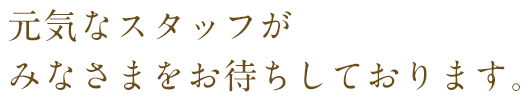 元気なスタッフがみなさまをお待ちしております。